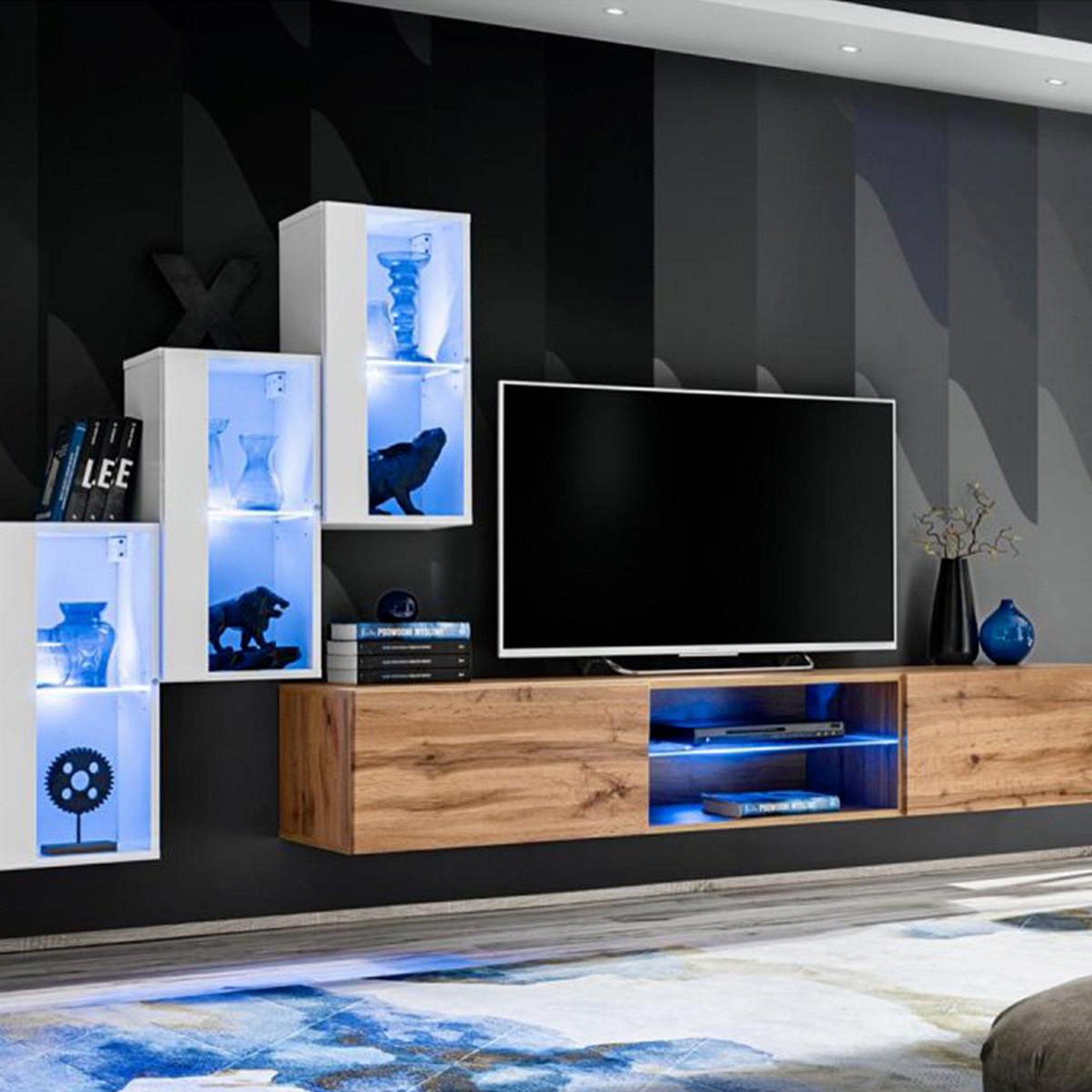 Paris Prix Ensemble meuble tv  switch xxii  210cm blanc & naturel