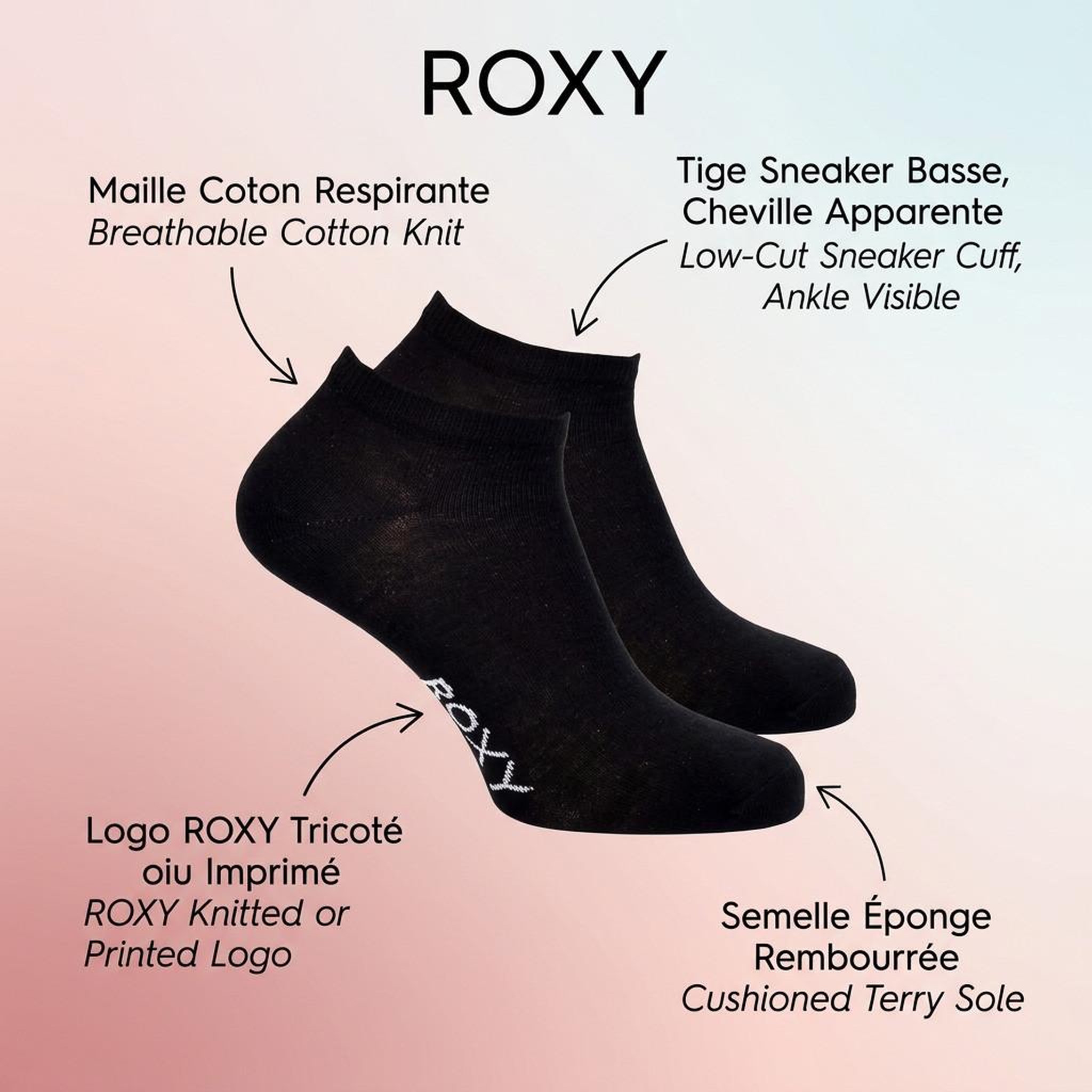 Voir la diapositive 5 : ROXY Roxy chaussettes fille sneaker pack 6 (lot) - coton respirant