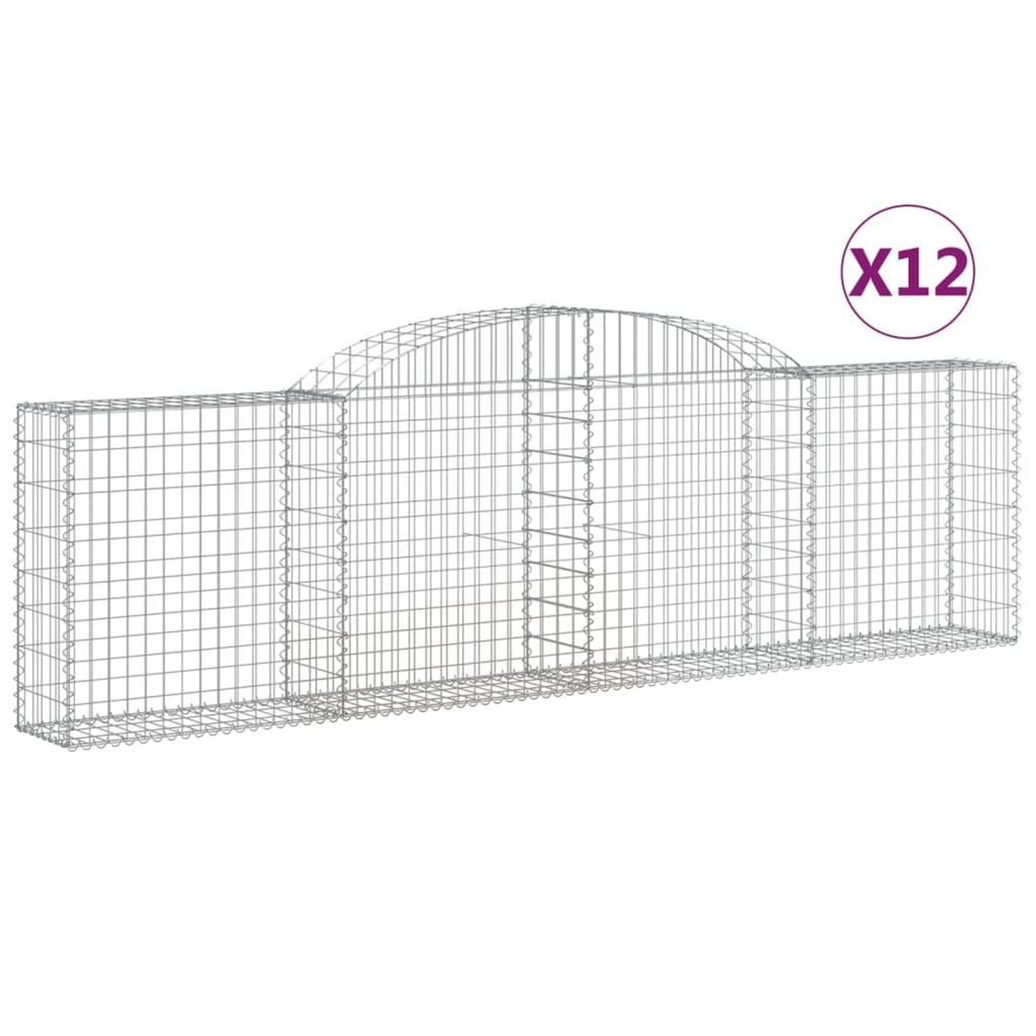 Voir la diapositive 2 : VIDAXL Paniers a gabions arques 12 pcs 300x30x80/100 cm fer galvanise