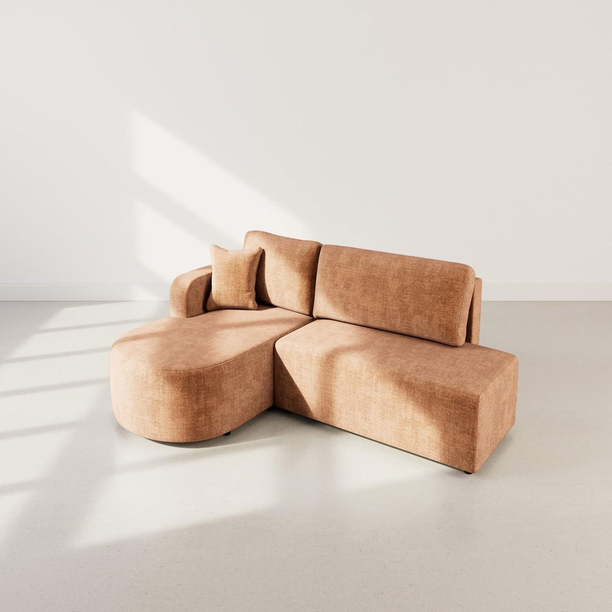 BEST MOBILIER Miro - canapé d'angle gauche 4 places convertible avec coffre en velours texturé