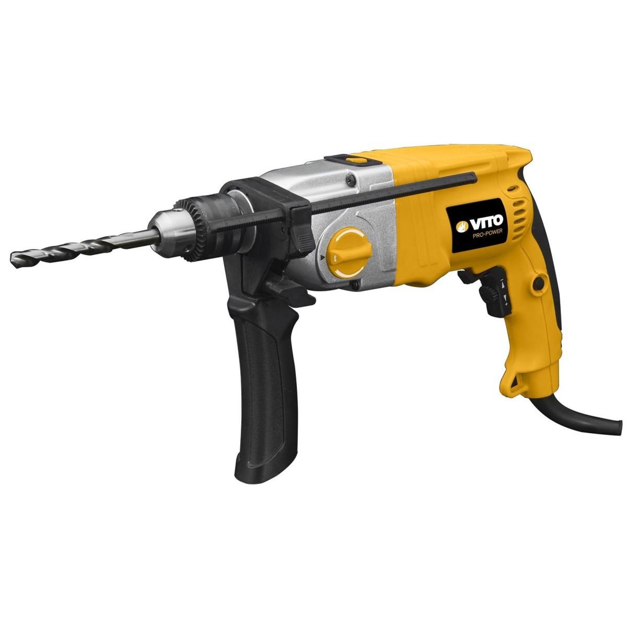Voir la diapositive 2 : VITO Pro-Power Perceuse à percussion 1050W  + Coffret 50 pièces Forets et embouts  + Boite à outils 18  VITO
