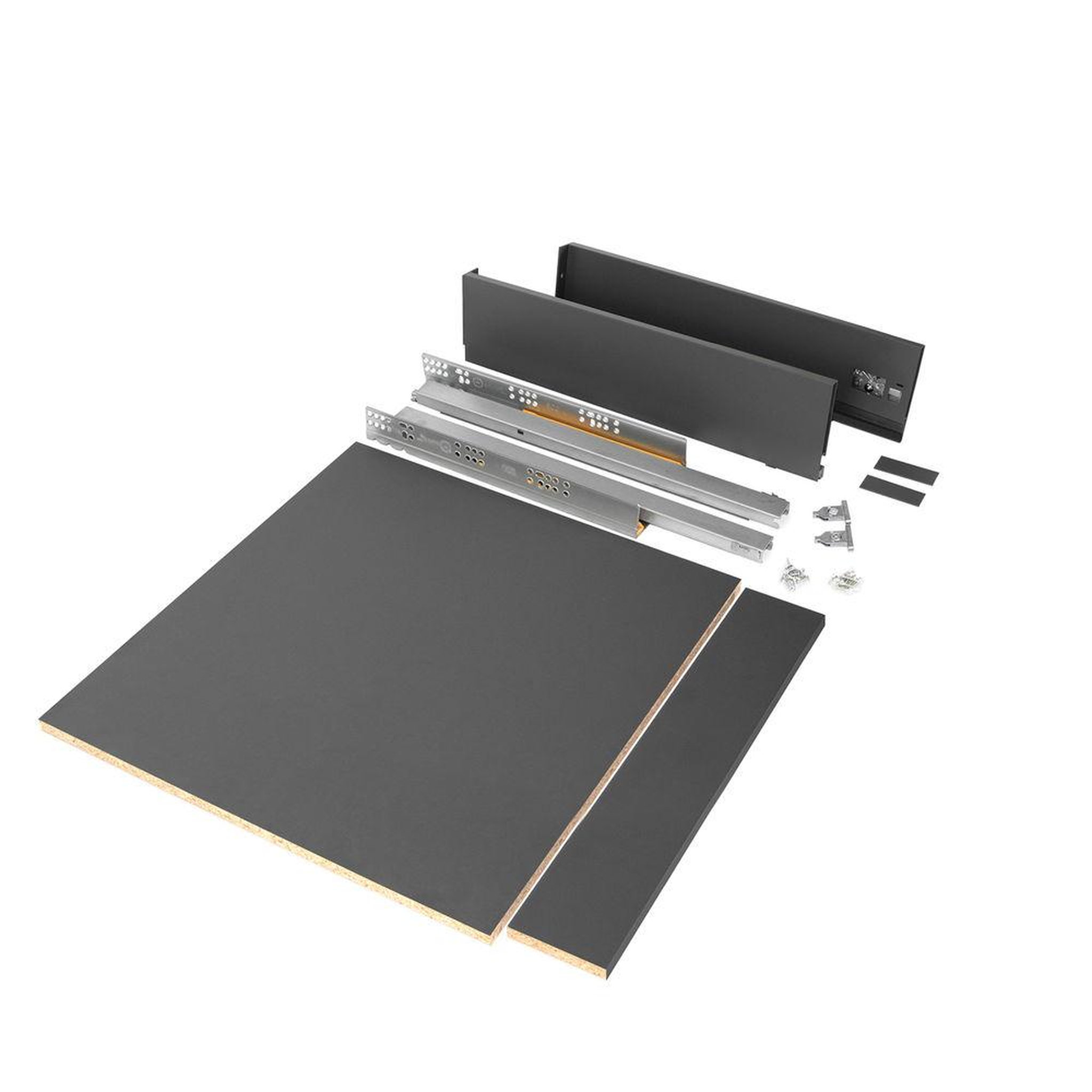 EMUCA SRL Kit de tiroir pour cuisine et salle de bain Vertex - panneaux inclus, H 93 x M 600, Gris