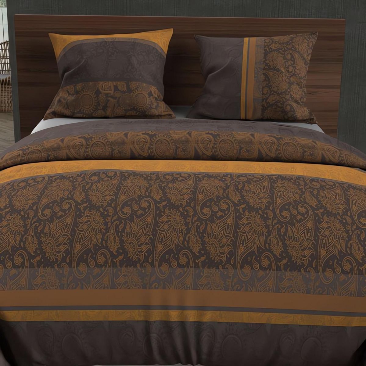 SOLEIL D'OCRE Parure housse de couette en coton 57 fils CACHEMIRE, par Soleil d'Ocre