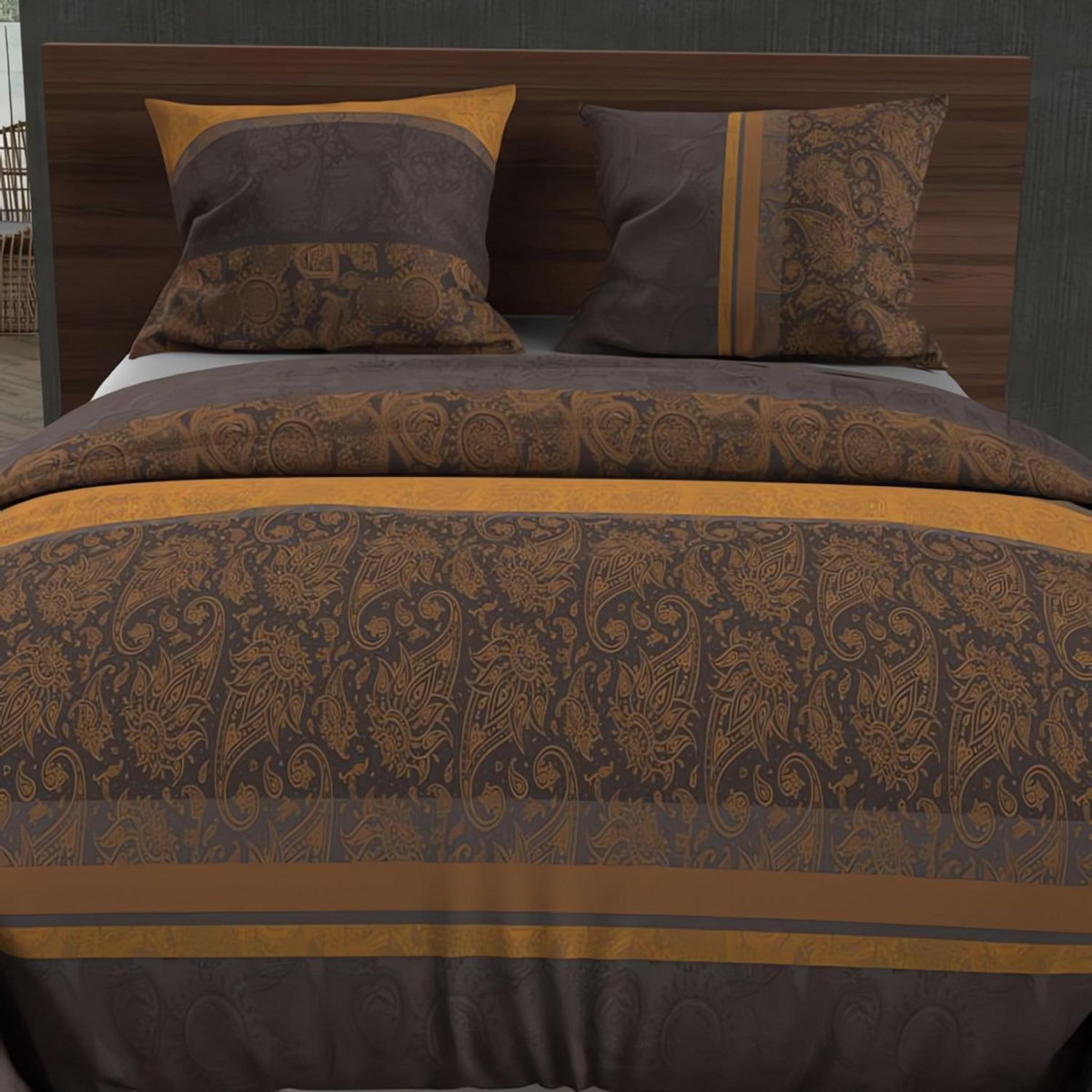 SOLEIL D'OCRE Parure housse de couette en coton 57 fils CACHEMIRE, par Soleil d'Ocre