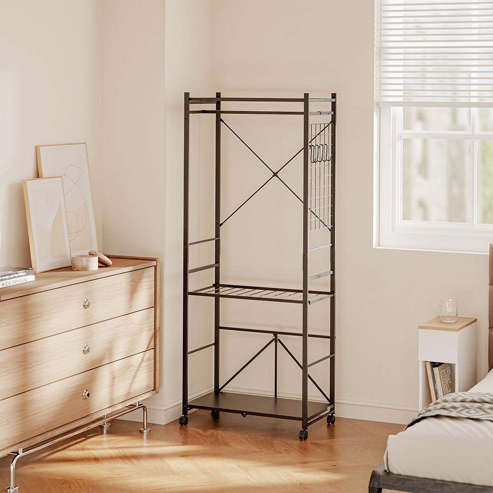 Voir la diapositive 5 : SOBUY Porte-manteaux sur roulettes Gris foncé 70x38x175cm KLS22-SCH