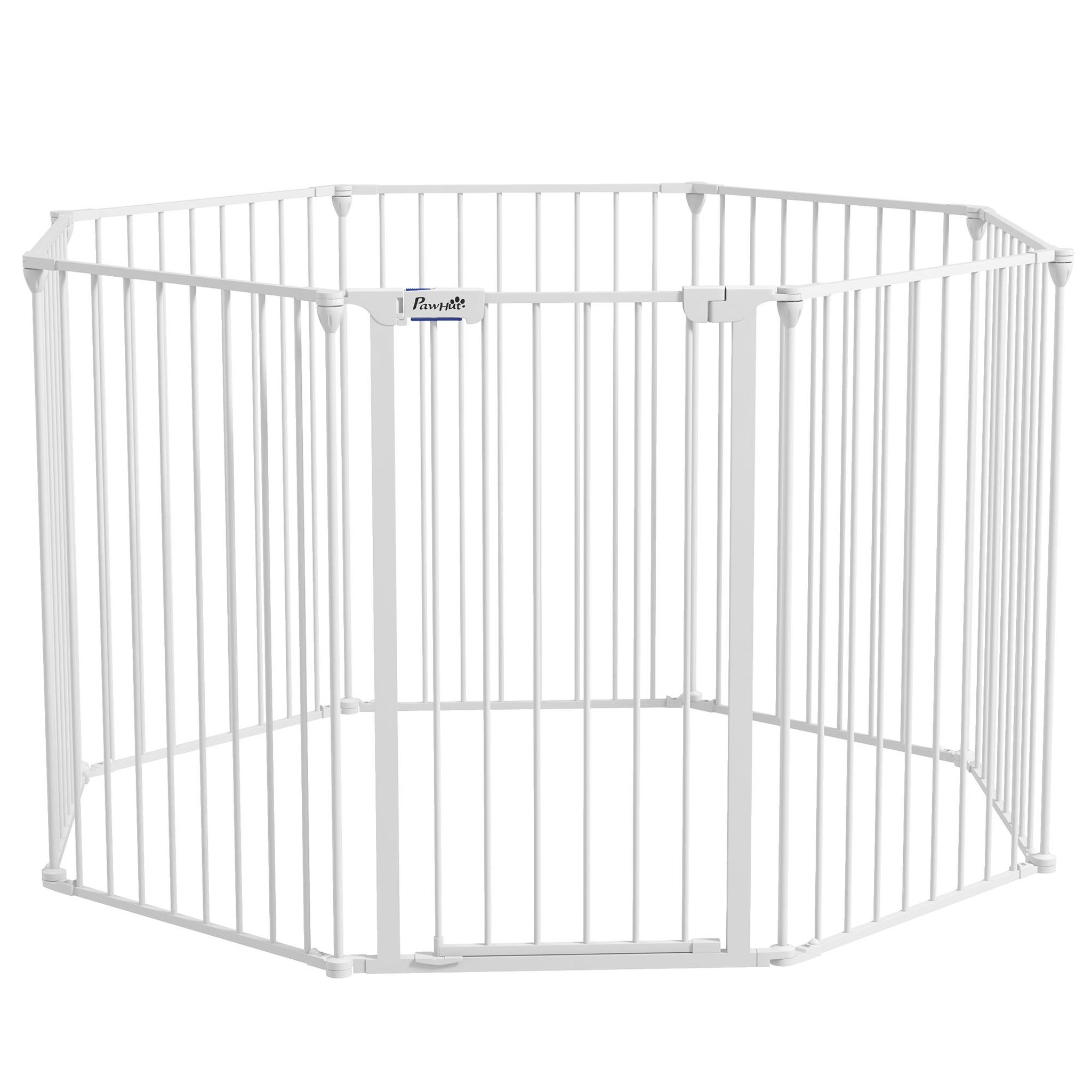 Voir la diapositive 1 : PAWHUT Barrière de sécurité parc enclos chien modulable pliable porte verrouillable intégrée 8 panneaux acier PP blanc