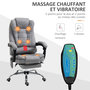 Voir la diapositive 4 : VINSETTO Fauteuil de bureau direction massant chauffant hauteur réglable dossier inclinable repose-pied rétractable tissu technique gris