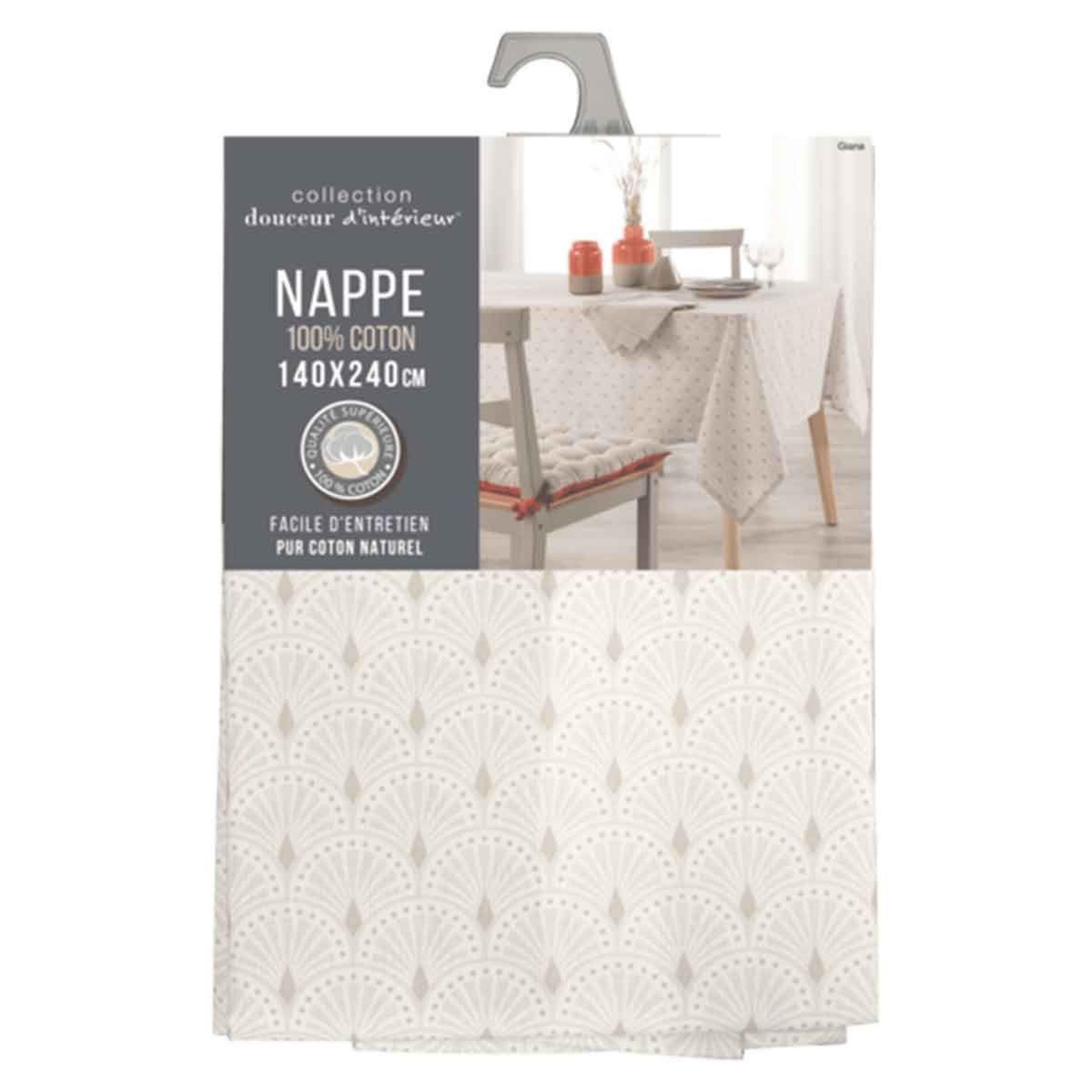 Voir la diapositive 2 : Douceur d'Intérieur Nappe imprimée en coton  giana  140x240cm beige
