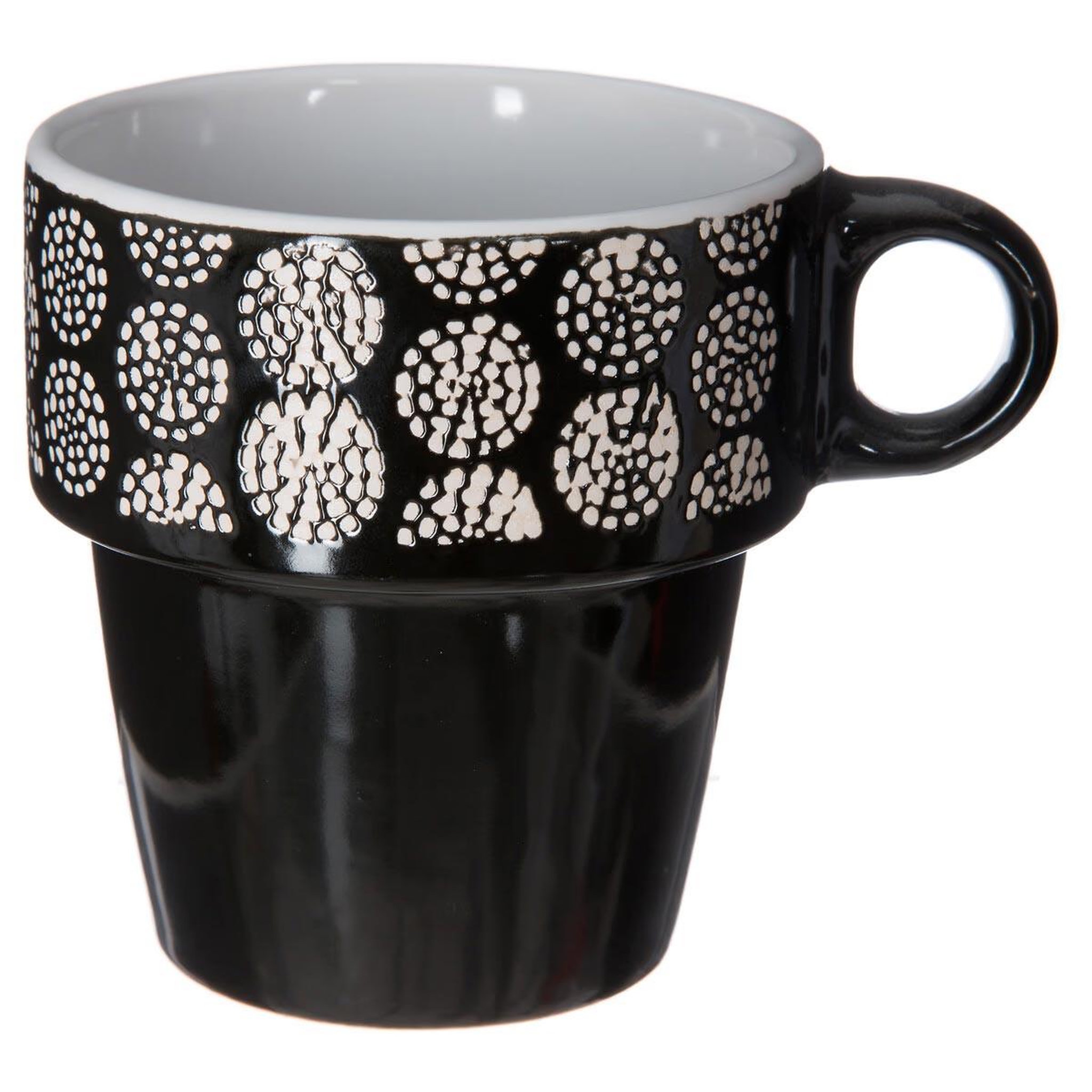 Voir la diapositive 5 : SECRET DE GOURMET Lot de 6 mugs sur rack  ethnik  26cl noir & blanc