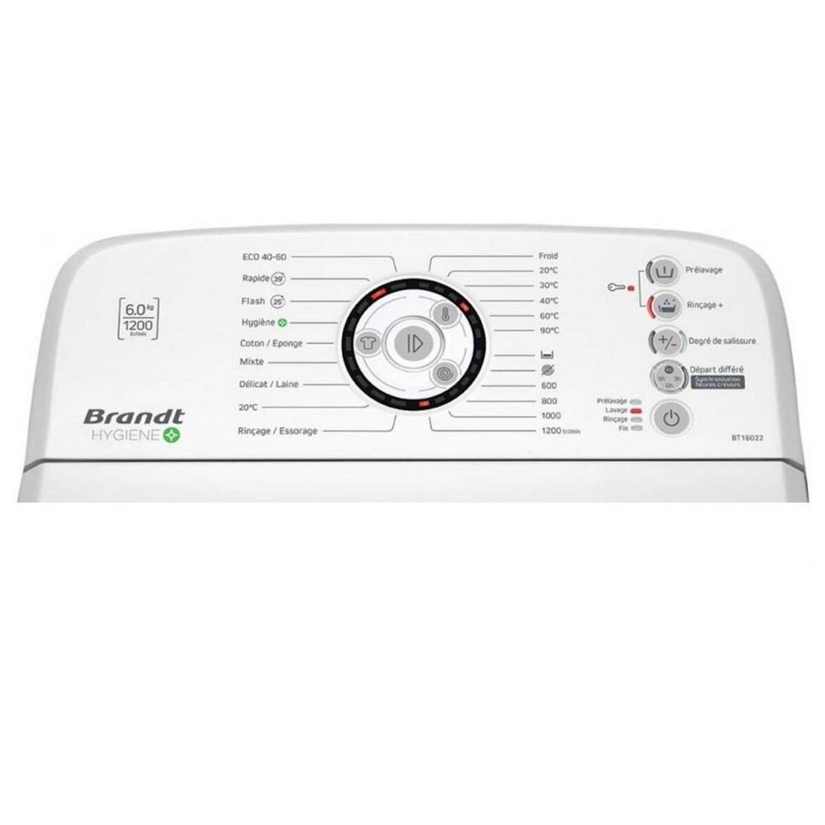 BRANDT Lave-linge top 40cm 6kg 1200t/min blanc - BT16022
