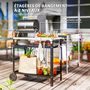 Voir la diapositive 4 : OUTSUNNY Desserte extérieure - desserte de jardin - 2 étagères, tablette condiments plateau acier inox. housse