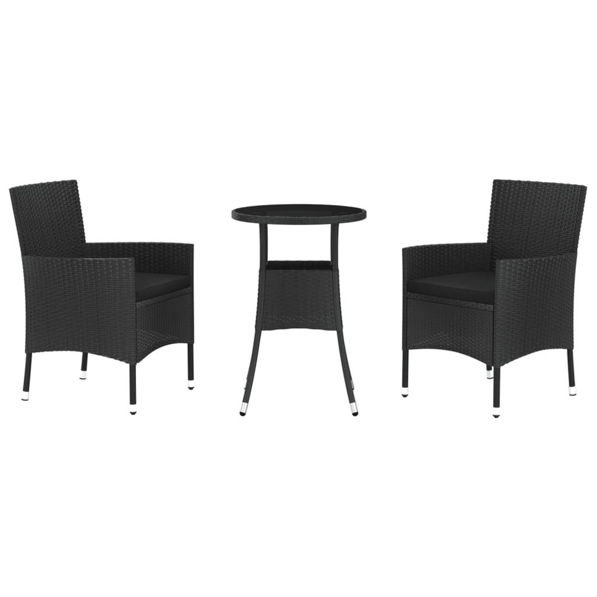 Voir la diapositive 2 : VIDAXL Ensemble de bistro de jardin 3 pcs coussins noir poly rotin