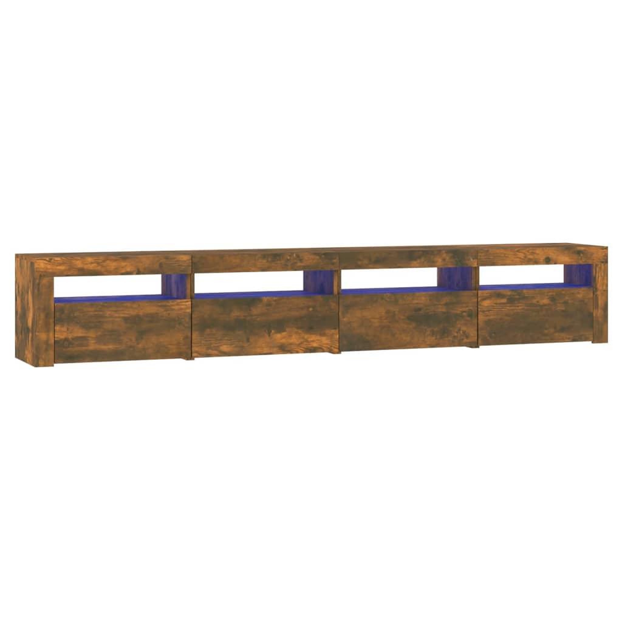 Voir la diapositive 2 : VIDAXL Meuble TV avec lumieres LED Chene fume 240x35x40 cm