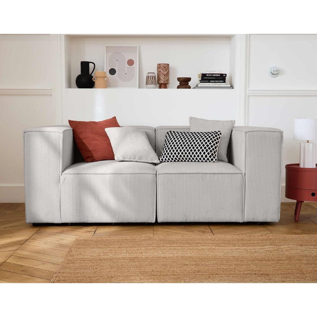 LISA DESIGN Arty - canapé modulable 2 places - en velours côtelé