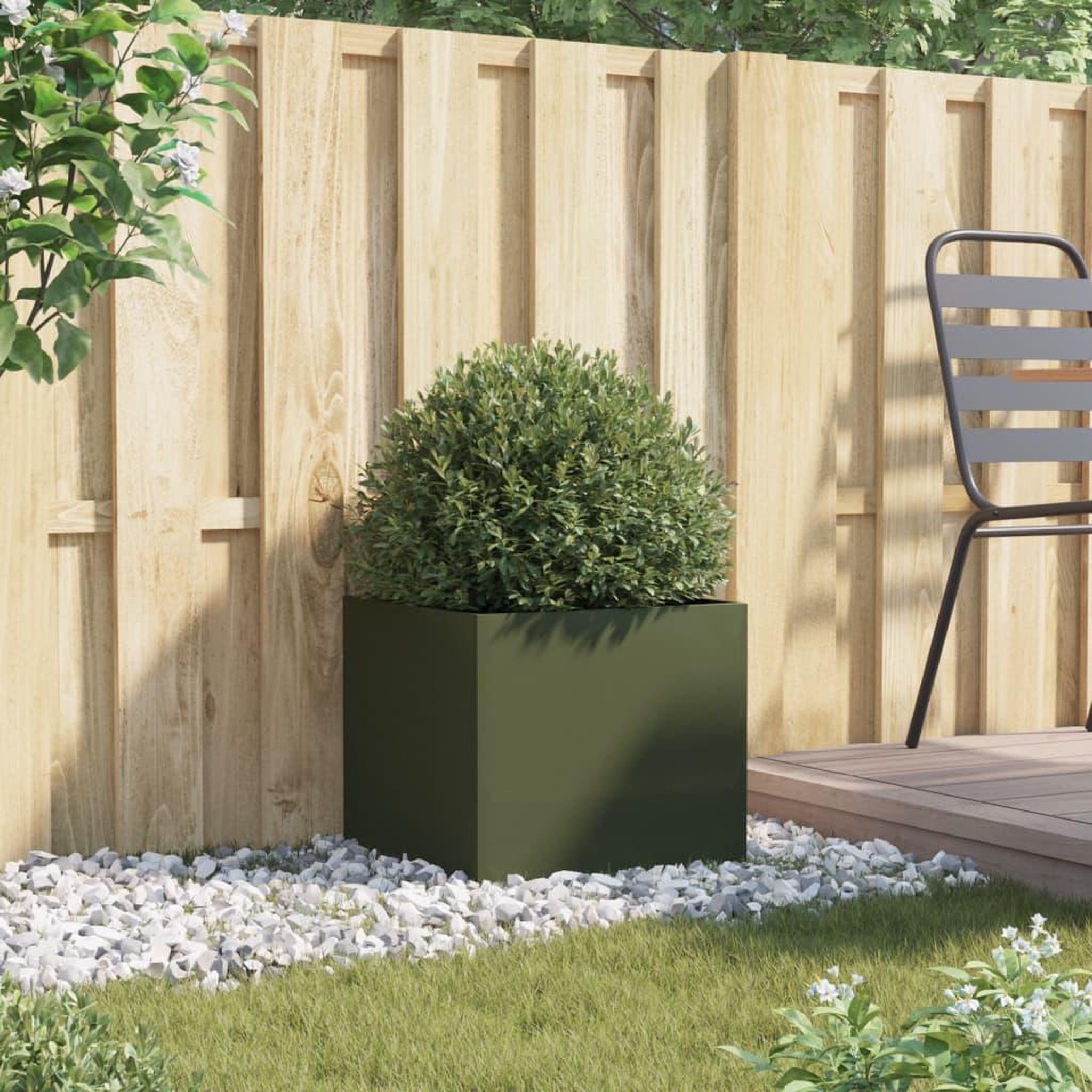 Voir la diapositive 3 : VIDAXL Jardiniere vert olive 42x40x39 cm acier