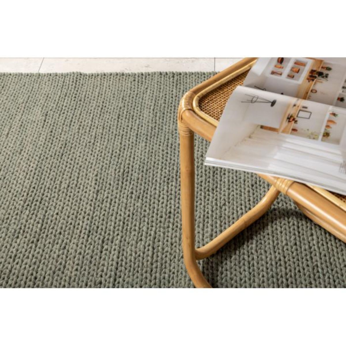 Paris Prix Tapis Tressé en Laine  Marta  250x350cm Vert