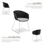 Voir la diapositive 3 : tectake Chaises avec accoudoirs en plastique assise en plastique rembourrée noir/gris chrome Lot de 2