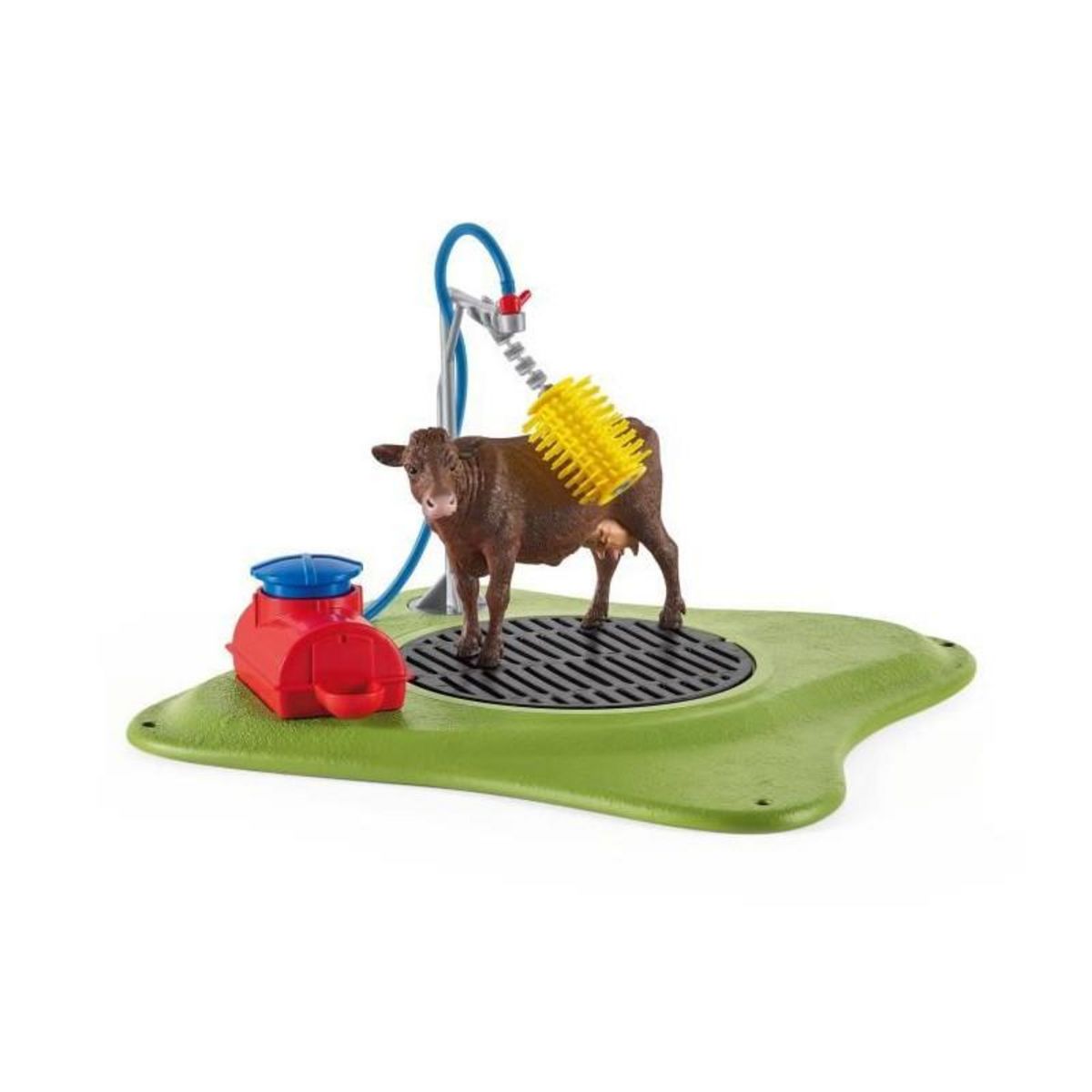 Schleich Station de lavage pour vache, Coffret de jeu avec 1 figurine de vache, 1 veau et 1 figurine humaine - SCHLEICH 42529 FARM WORLD