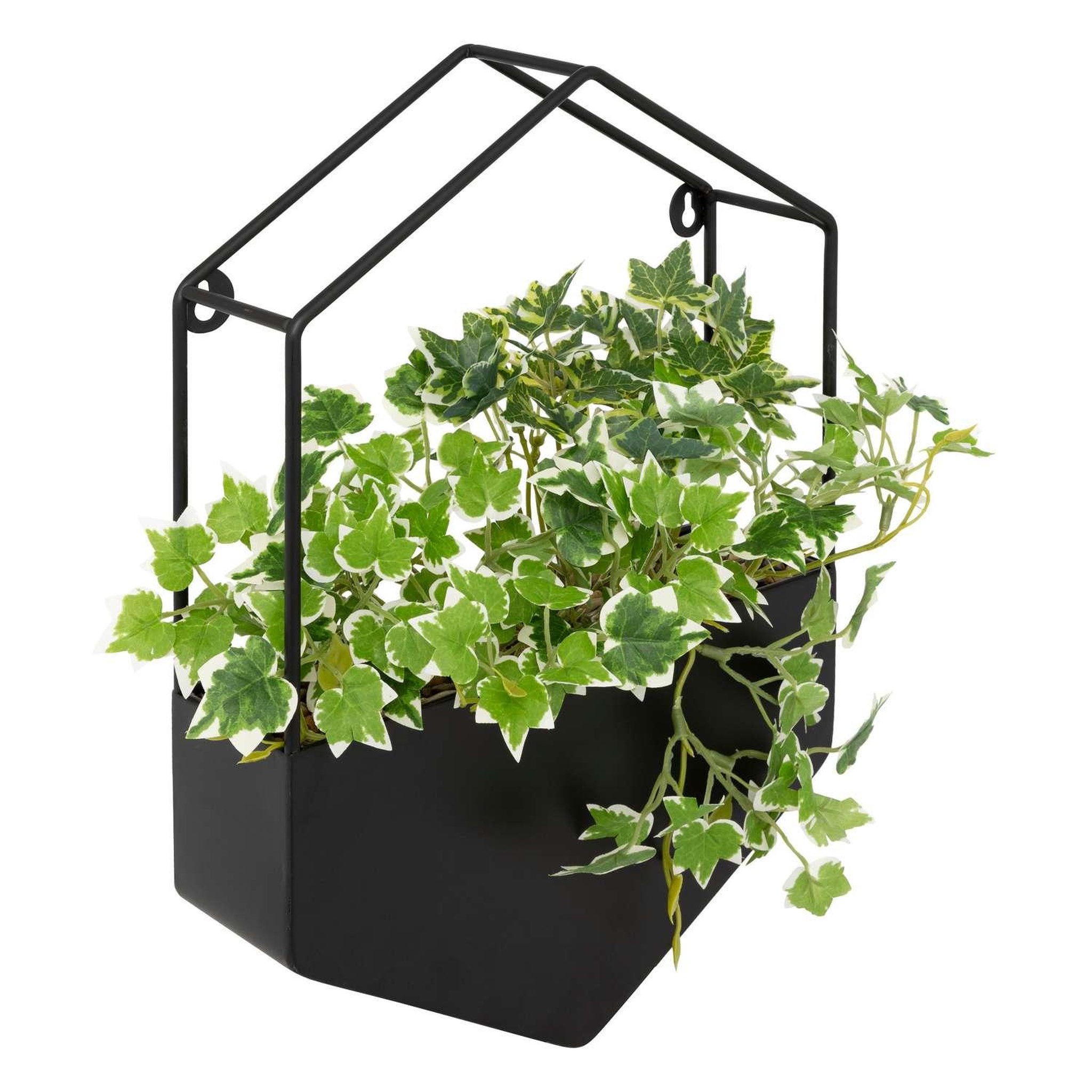Voir la diapositive 1 : ATMOSPHERA Plante artificielle à suspendre avec pot en métal - Noir