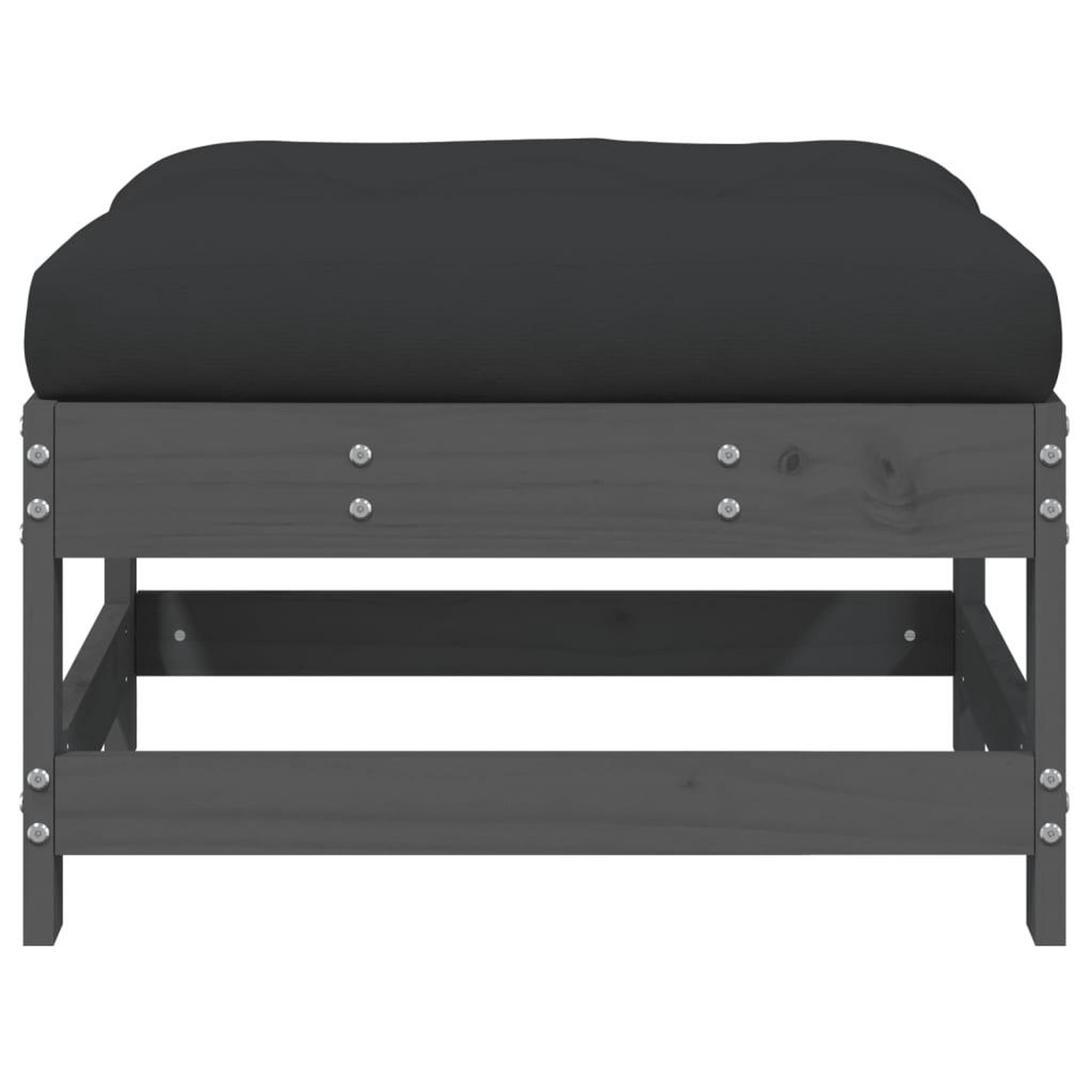 Voir la diapositive 5 : VIDAXL Repose-pieds de jardin coussins lot de 2 gris bois pin massif