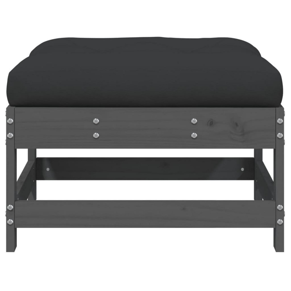 VIDAXL Repose-pieds de jardin coussins lot de 2 gris bois pin massif