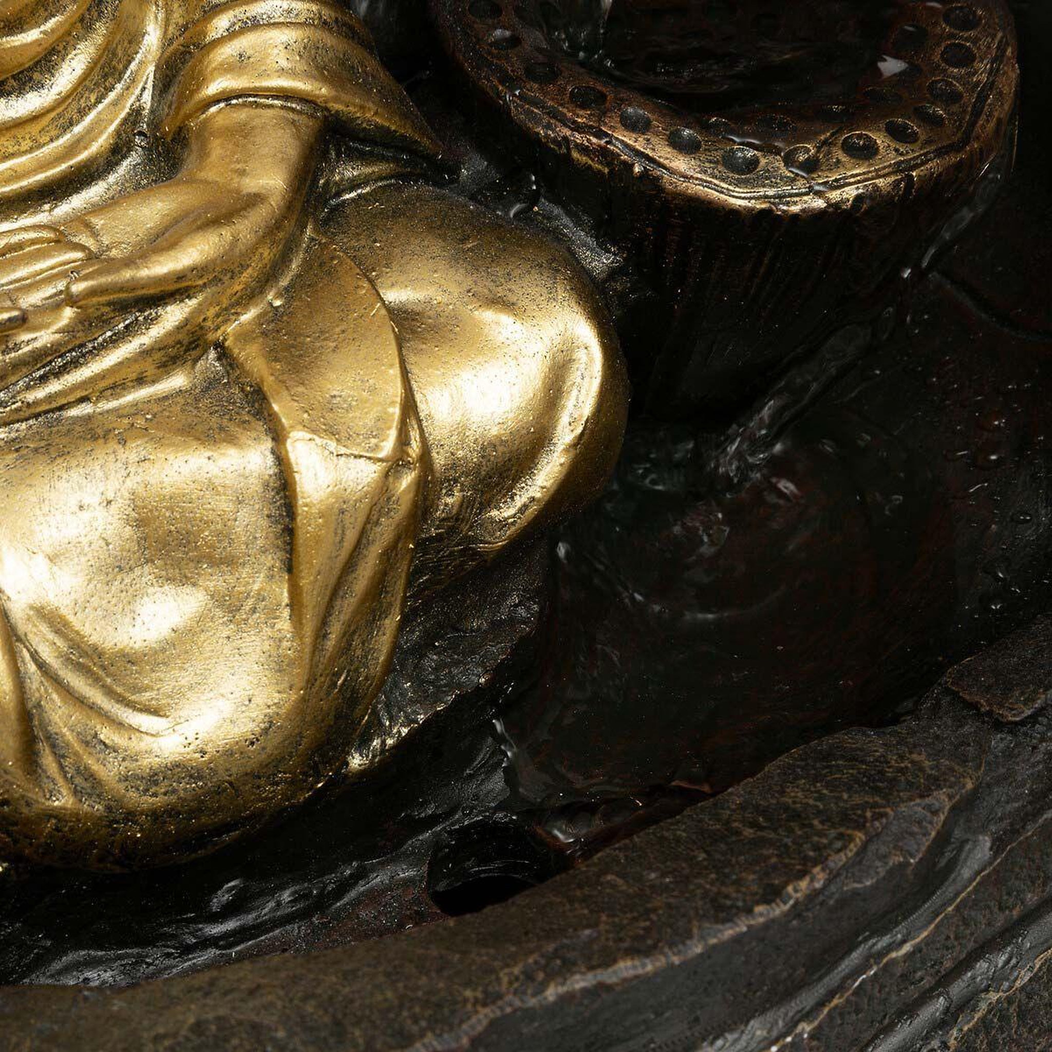 Voir la diapositive 4 : ATMOSPHERA Fontaine & bouddha déco  kalyani  39cm noir & or