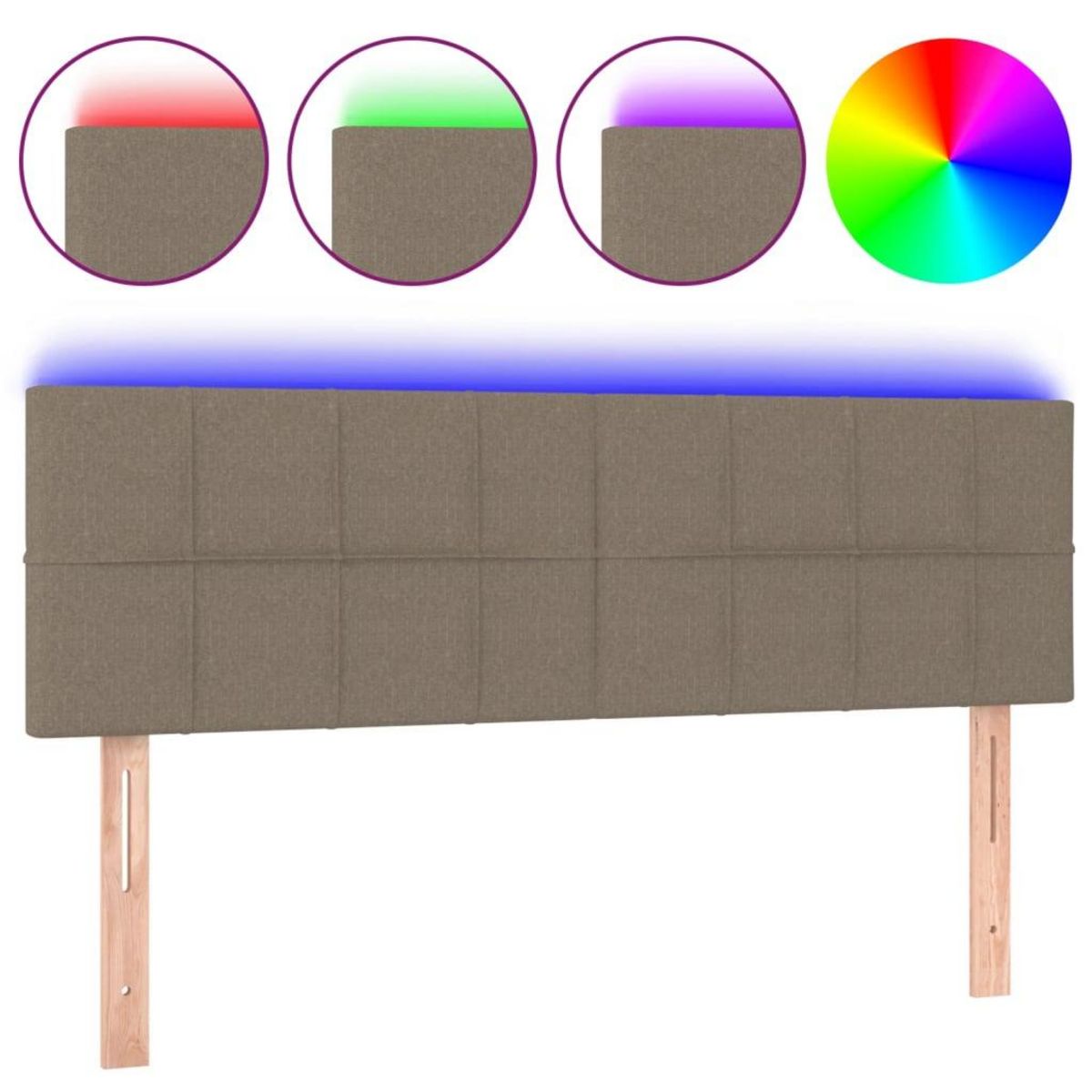 VIDAXL Tete de lit a LED Taupe 144x5x78/88 cm Tissu