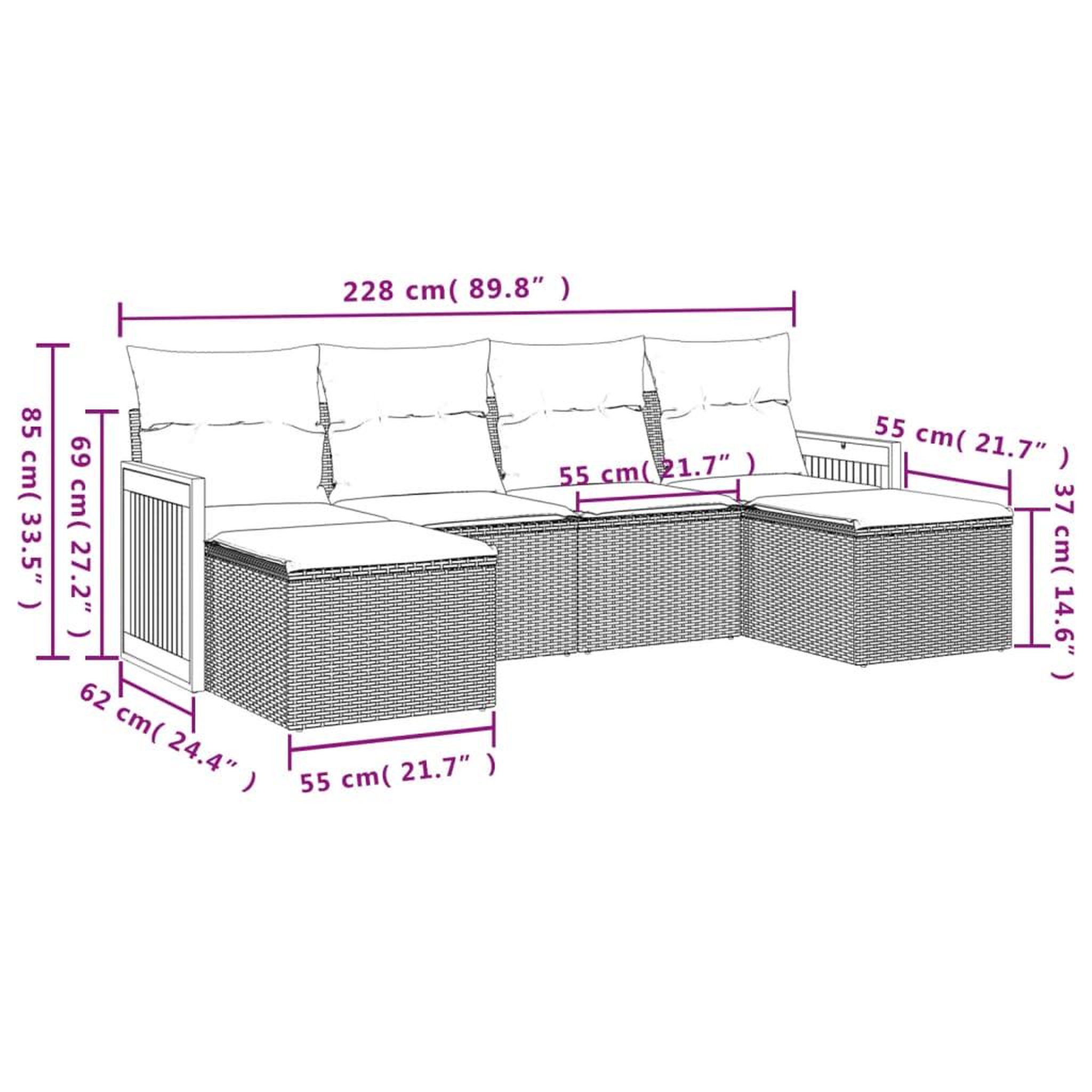 Voir la diapositive 6 : VIDAXL Salon de jardin avec coussins 6 pcs beige resine tressee