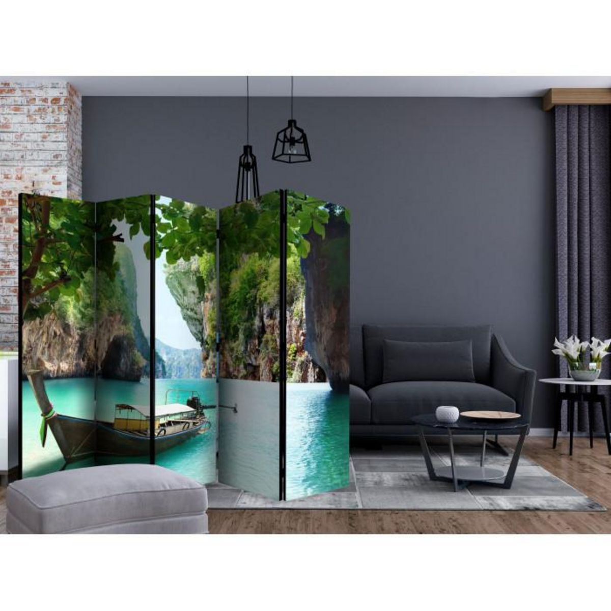 Paris Prix Paravent 5 Volets  Desolate Boat  172x225cm