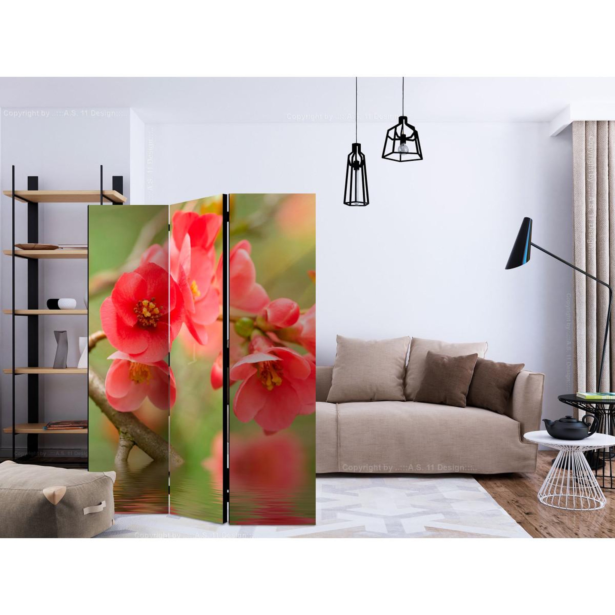 Voir la diapositive 2 : Paris Prix Paravent 3 volets  azalea reflected in the water  135x172cm