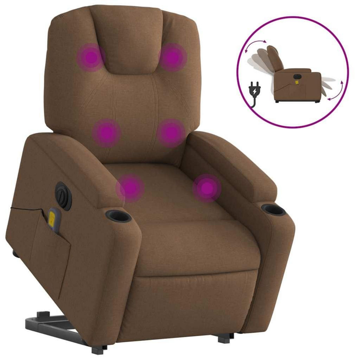 VIDAXL Fauteuil inclinable de massage electrique Marron Tissu