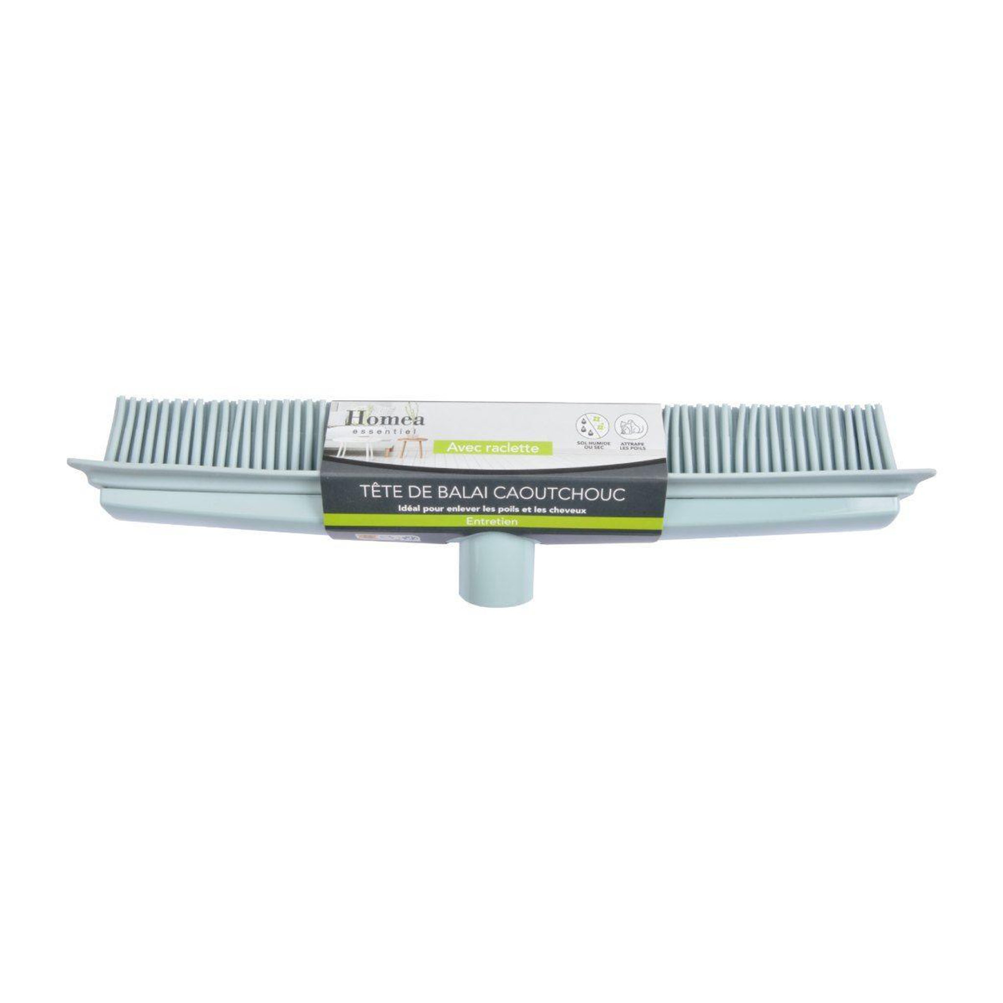 Voir la diapositive 2 : HOMEA Tête de balai avec raclette  poils  31cm bleu givre