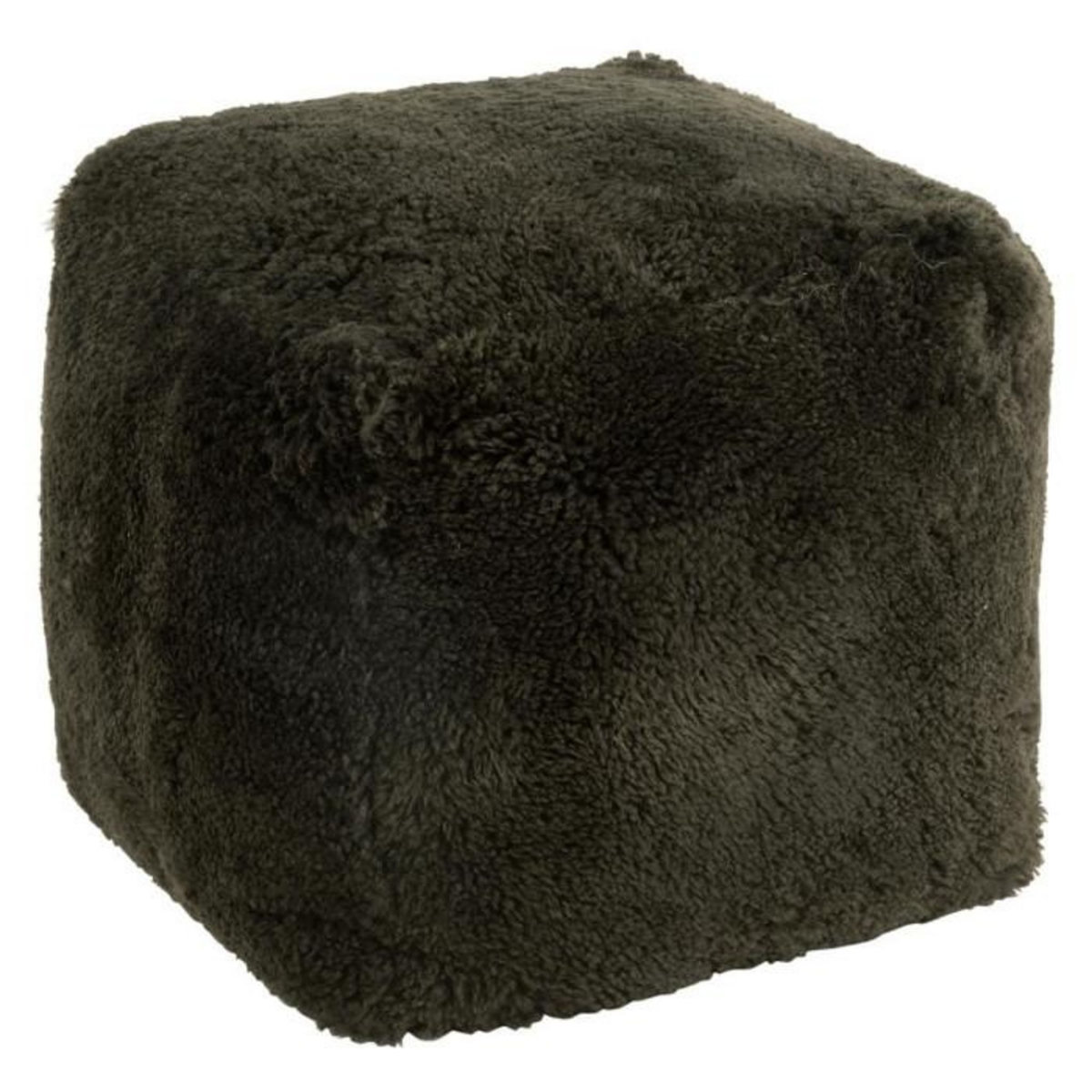 Paris Prix Pouf Carré Déco  Peau de Mouton  45cm Vert