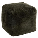 Paris Prix Pouf Carré Déco  Peau de Mouton  45cm Vert