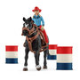 Voir la diapositive 1 : Schleich Cowgirl et Tonneaux de Racing