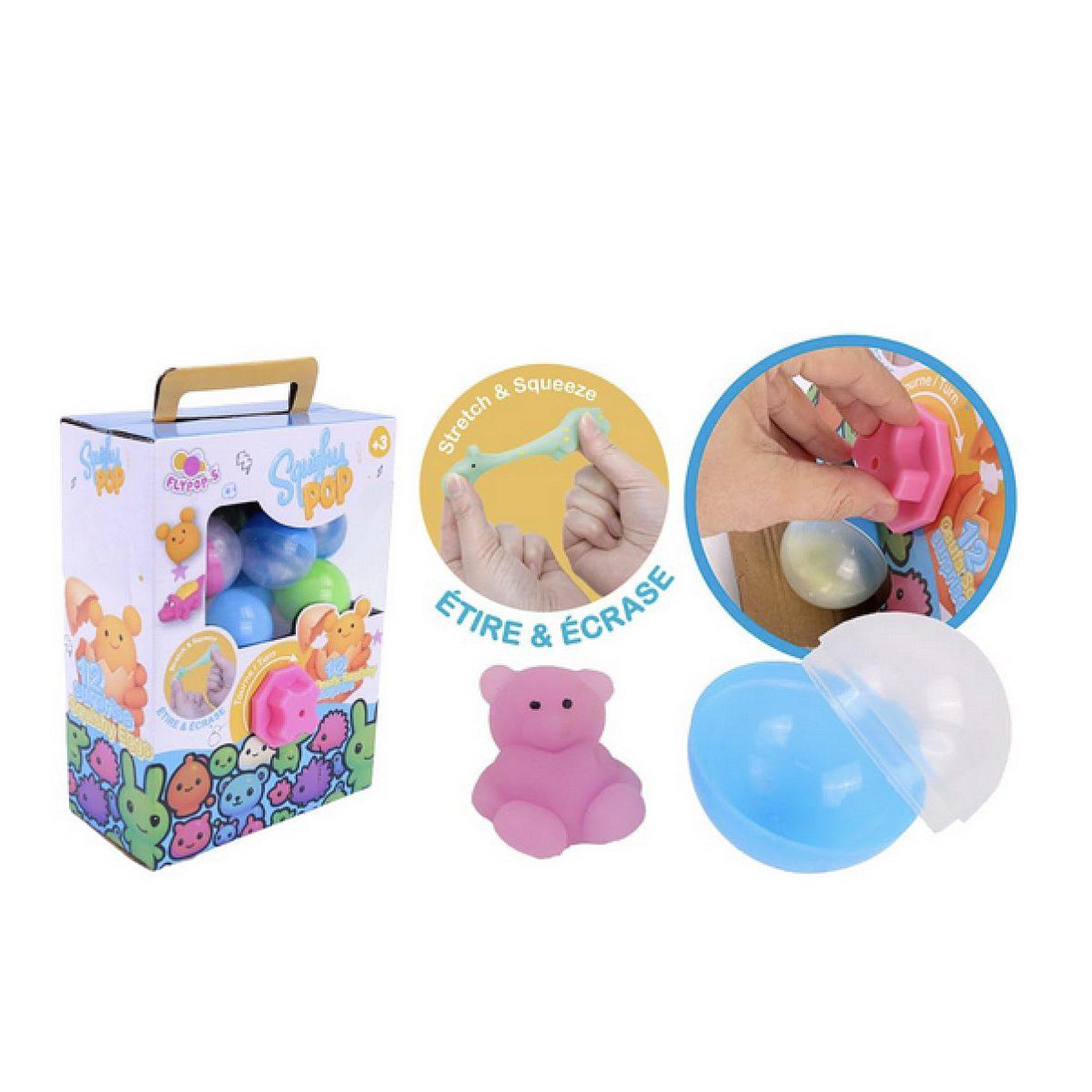 FLYPOP'S Distributeur de 12 oeufs surprises minis squishy - mgm