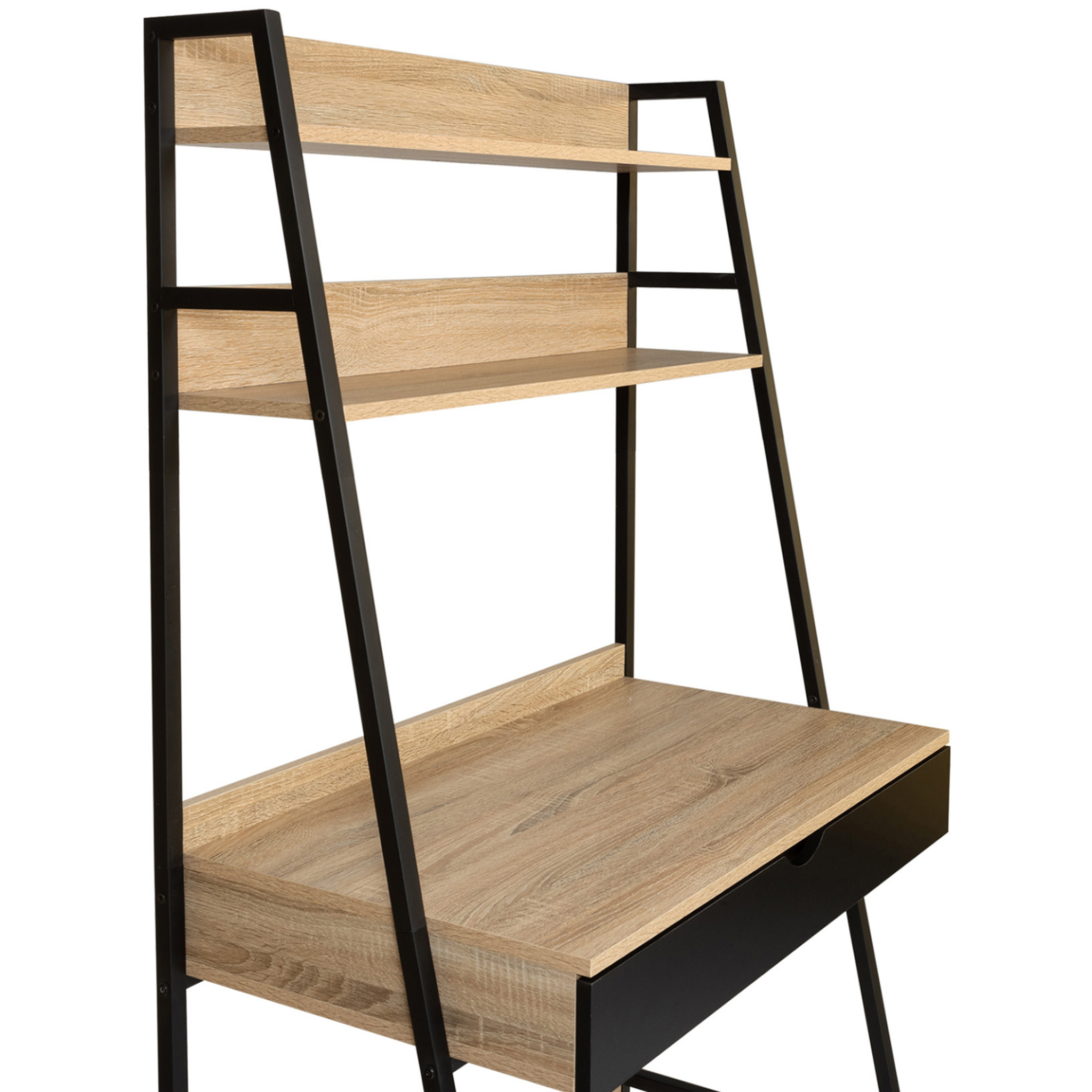 Voir la diapositive 3 : ID MARKET Bureau étagère 1 tiroir noir boston design industriel