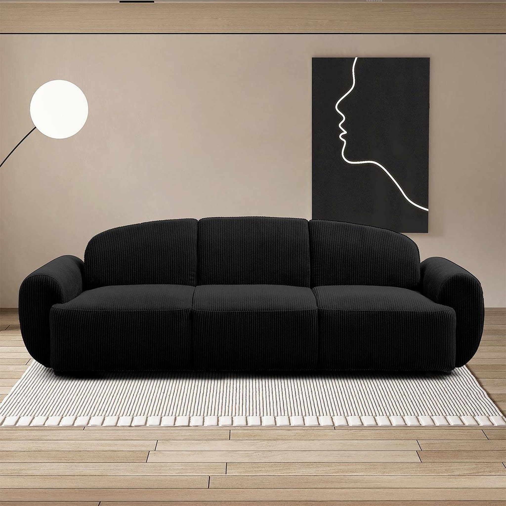 Voir la diapositive 5 : Paris Prix Canapé convertible 3 places en velours  buddy  234cm noir