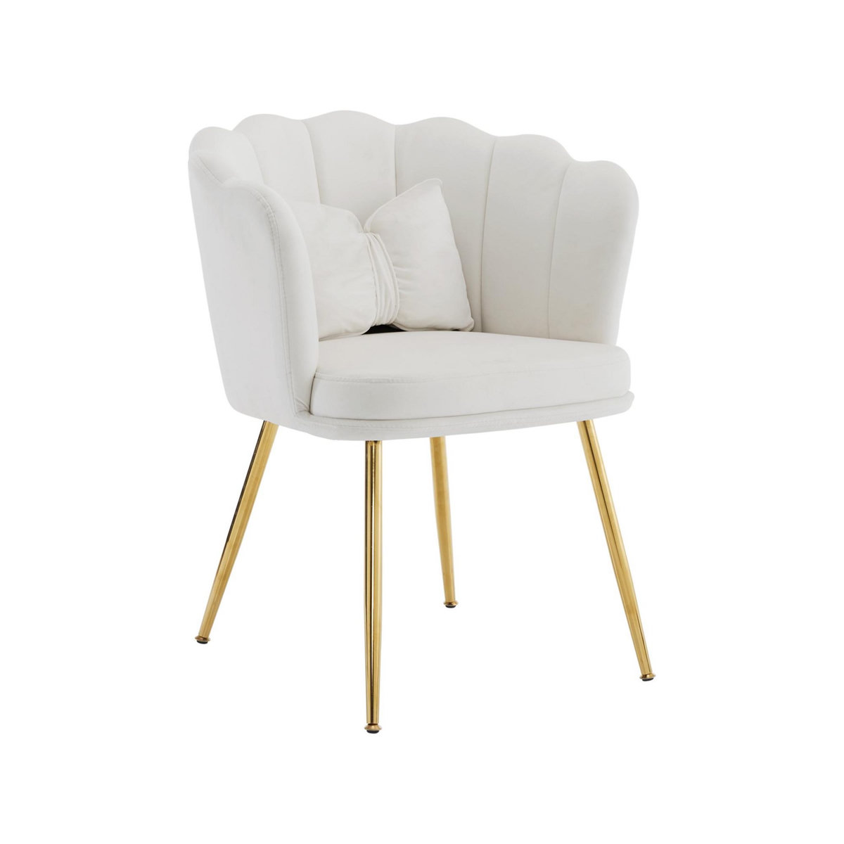 MERAX Fauteuil Fixe Avec Coussin Papillon Et Pieds En Métal Beige