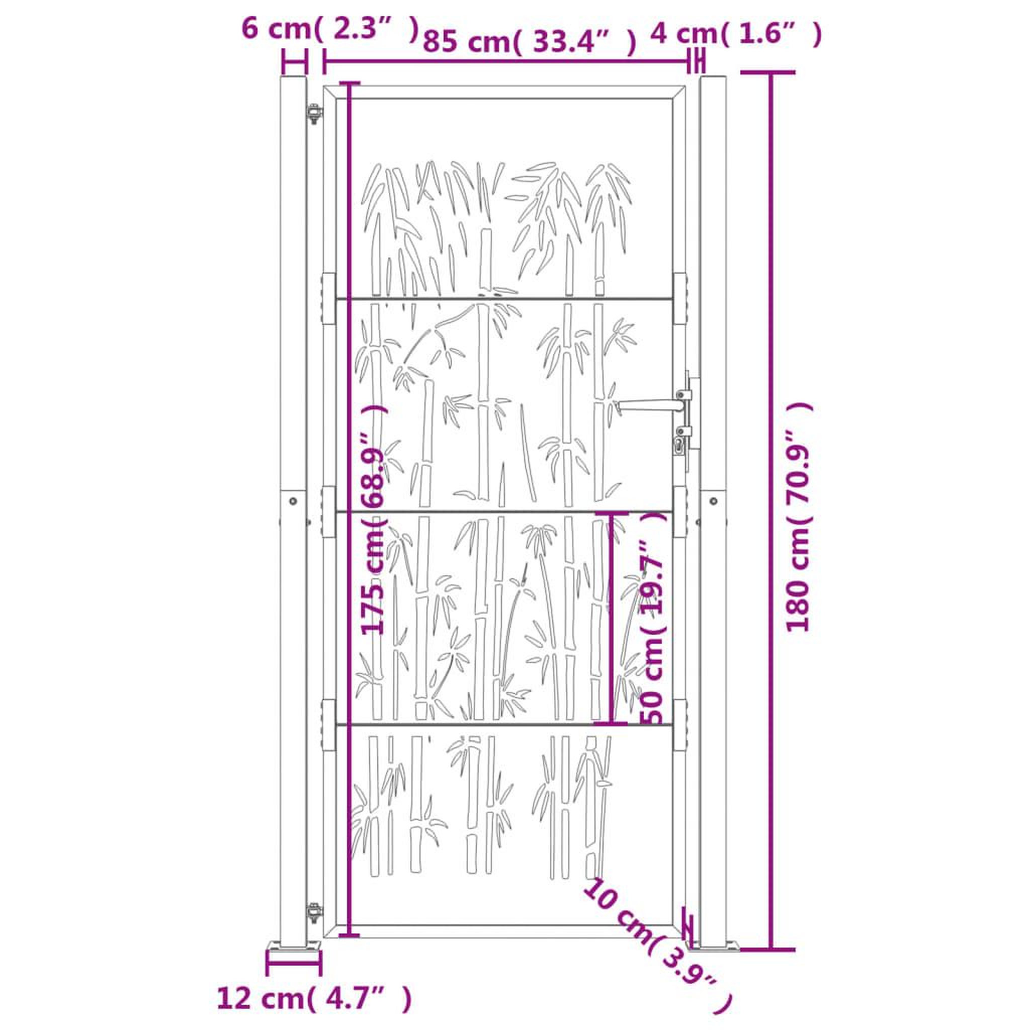 Voir la diapositive 6 : VIDAXL Portail de jardin anthracite 105x180 cm acier design de bambou
