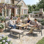 Voir la diapositive 4 : OUTSUNNY Salon de jardin d'angle table à manger 7 personnes 7 pièces