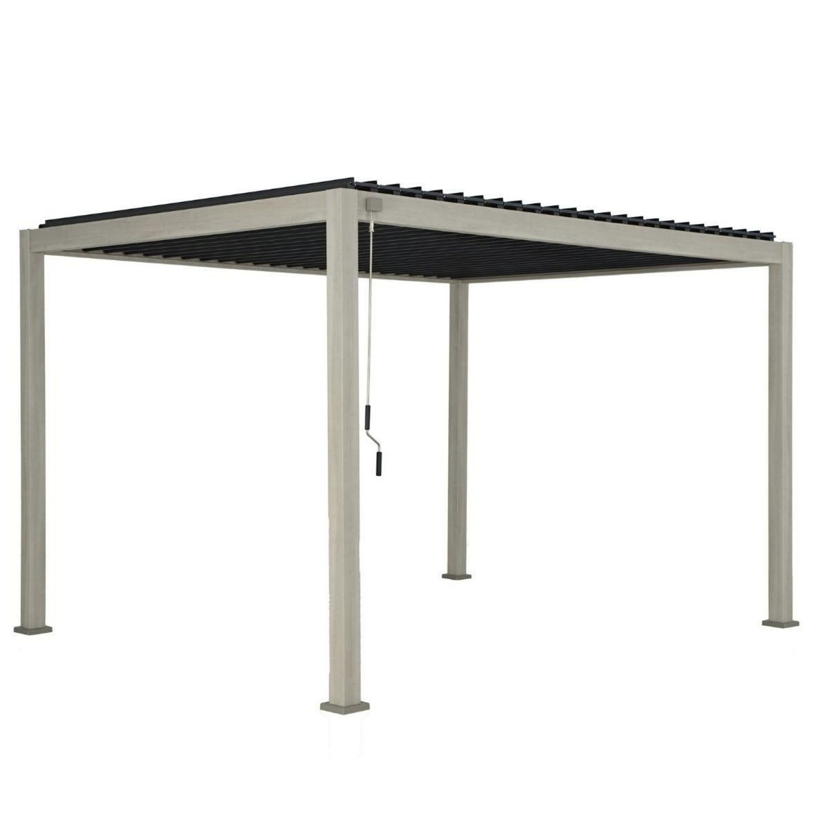 OMBREA Pergola bioclimatique - Aspect bois - Gris et lames anthracites - 3x4m OMBREA 