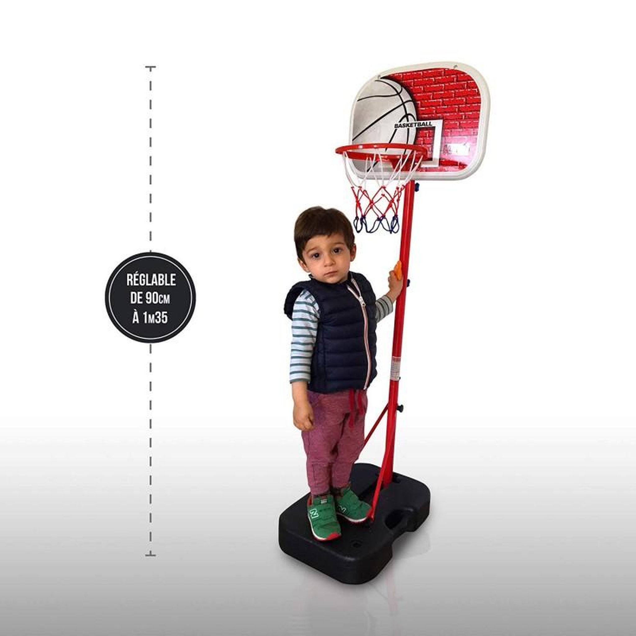Voir la diapositive 2 : BUMBER Panier de Basket sur Pied Mobile pour Enfant  Atlanta  Hauteur Réglable jusqu'à 1m35