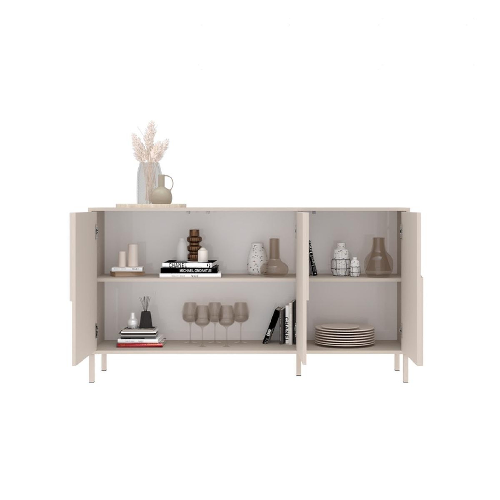 Voir la diapositive 6 : JLC KREATION Buffet moderne 3 portes 155cm beige EROS