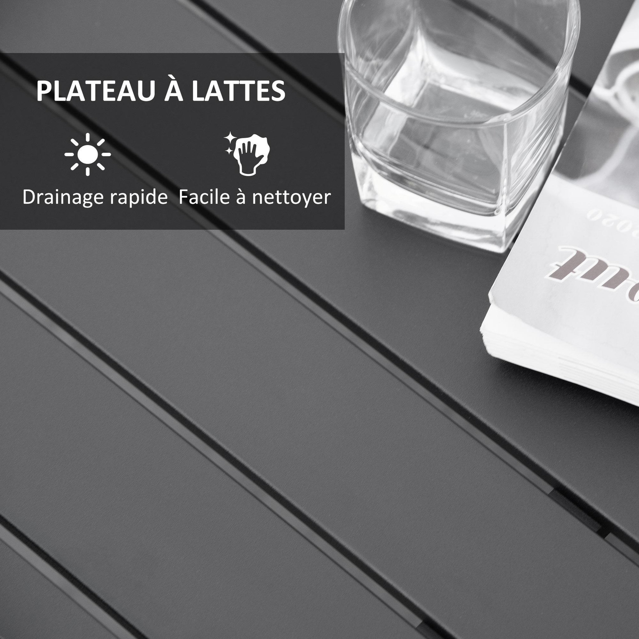 Voir la diapositive 6 : OUTSUNNY Ensemble salon de jardin style yachting design contemporain 4 places 4 pièces avec coussins déhoussables polyester alu. gris