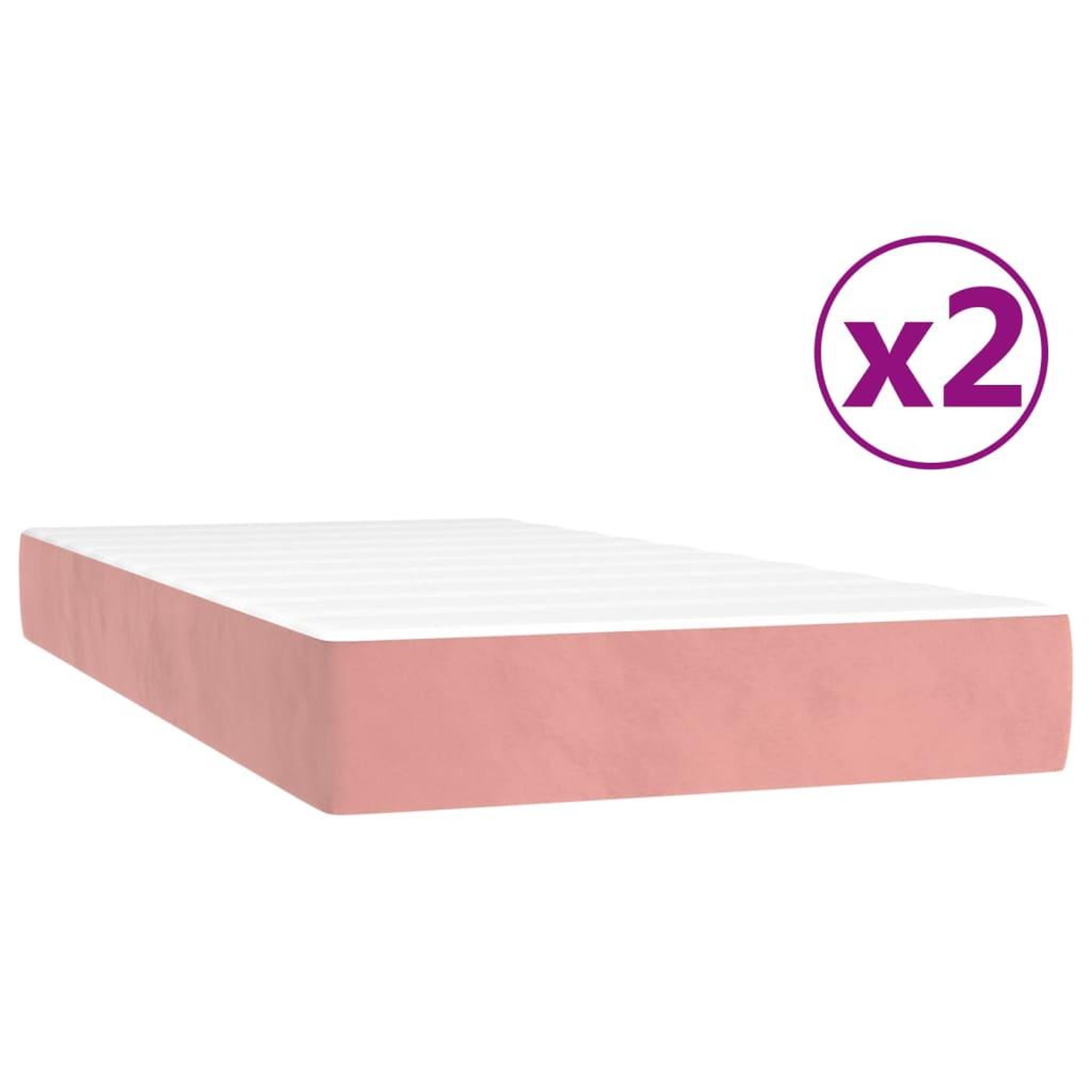 Voir la diapositive 5 : VIDAXL Sommier a lattes de lit avec matelas Rose 200x200 cm Velours