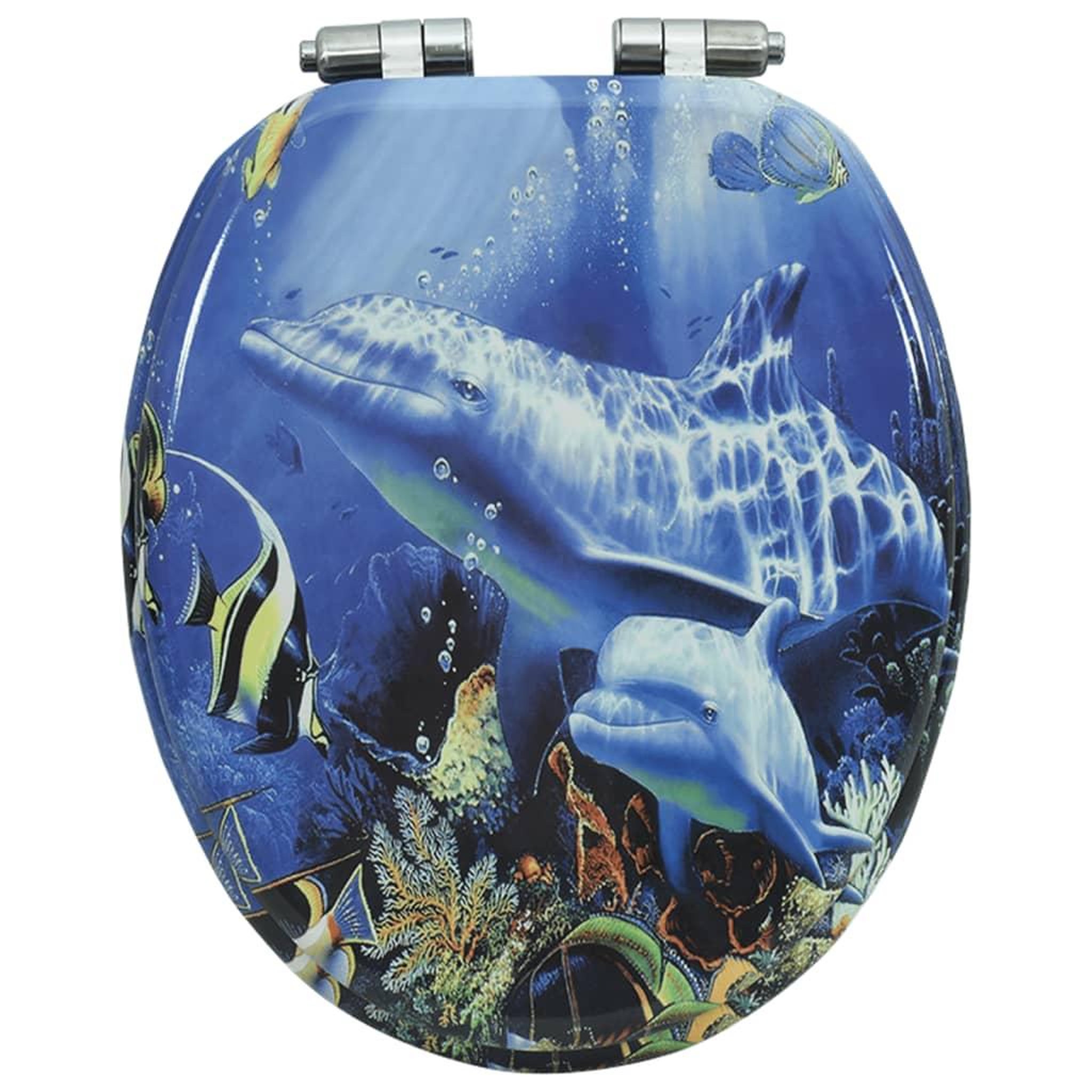 Voir la diapositive 5 : VIDAXL Siege de toilette MDF Couvercle a fermeture en douceur Dauphins