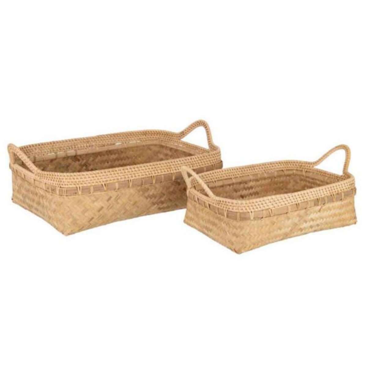 Paris Prix Lot de 2 Plateaux Déco  Rotin  50cm Naturel