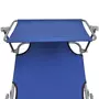 VIDAXL Chaise longue pliable avec auvent Acier et tissu Bleu