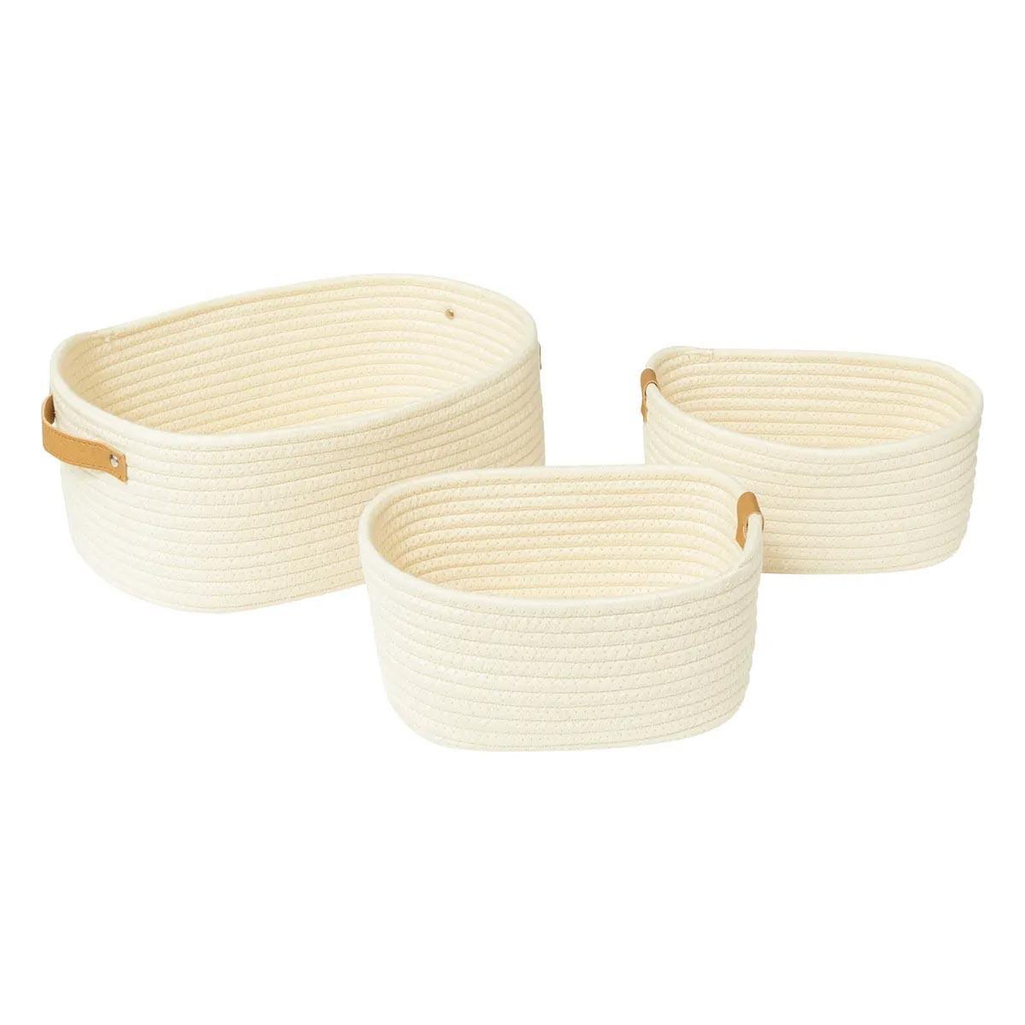 FIVE Lot de 3 paniers de rangement  duo  35cm ivoire